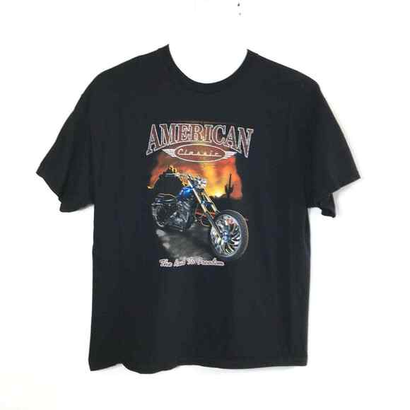 Mens Motorcycle T Shirt Size XL Black American Classic The Road to Freedom Biker - Picture 2 of 5